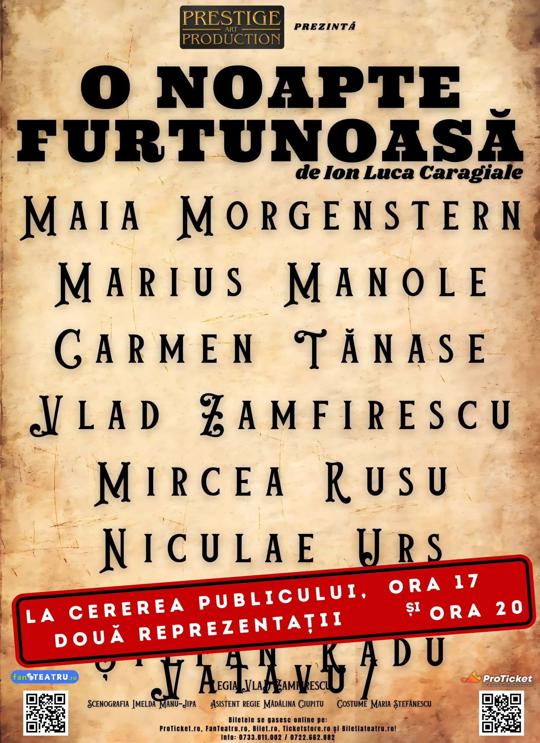 O NOAPTE FURTUNOASA - PORTRET - 2 reprezentatii